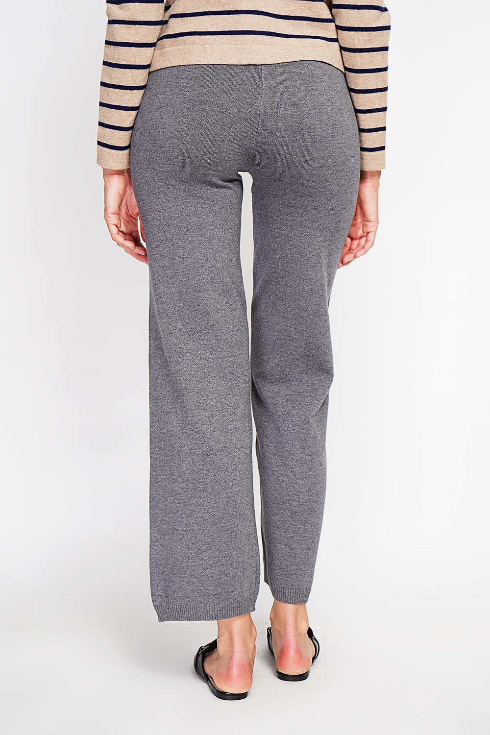 Pantalon taille haute jambes larges – Gris foncé – Assuili