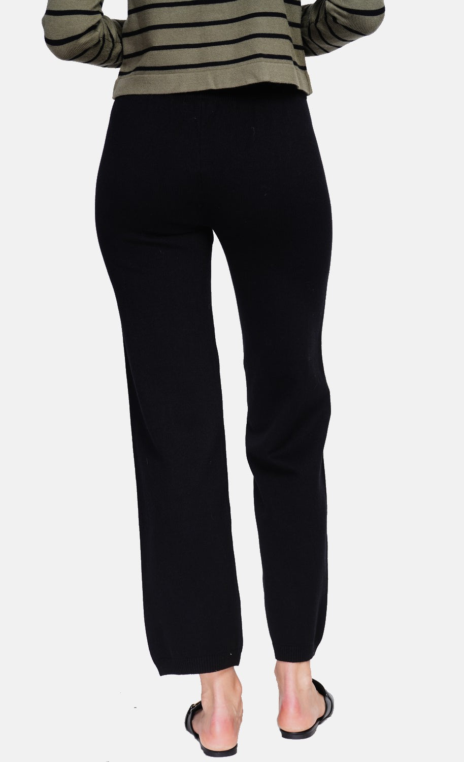 Pantalon taille haute jambes larges – Noir – Assuili