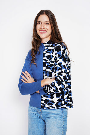 Leopard turtleneck sweater Oversized fit with long sleeves