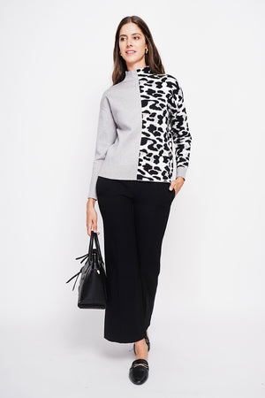 Leopard turtleneck sweater Oversized fit with long sleeves