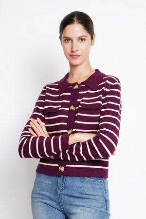 Long-sleeved sailor vest with flap pockets