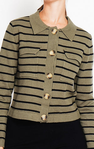 Long-sleeved sailor vest with flap pockets