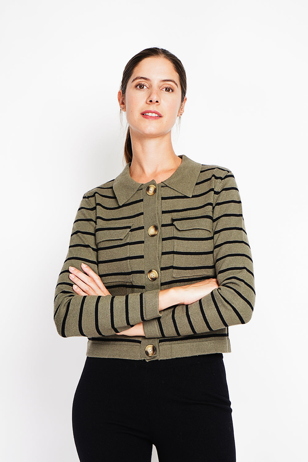 Long-sleeved sailor vest with flap pockets