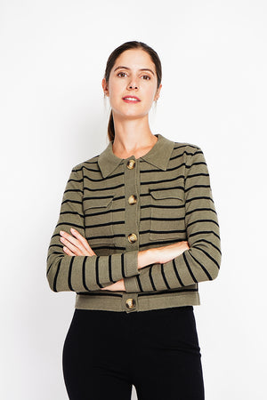 Long-sleeved sailor vest with flap pockets