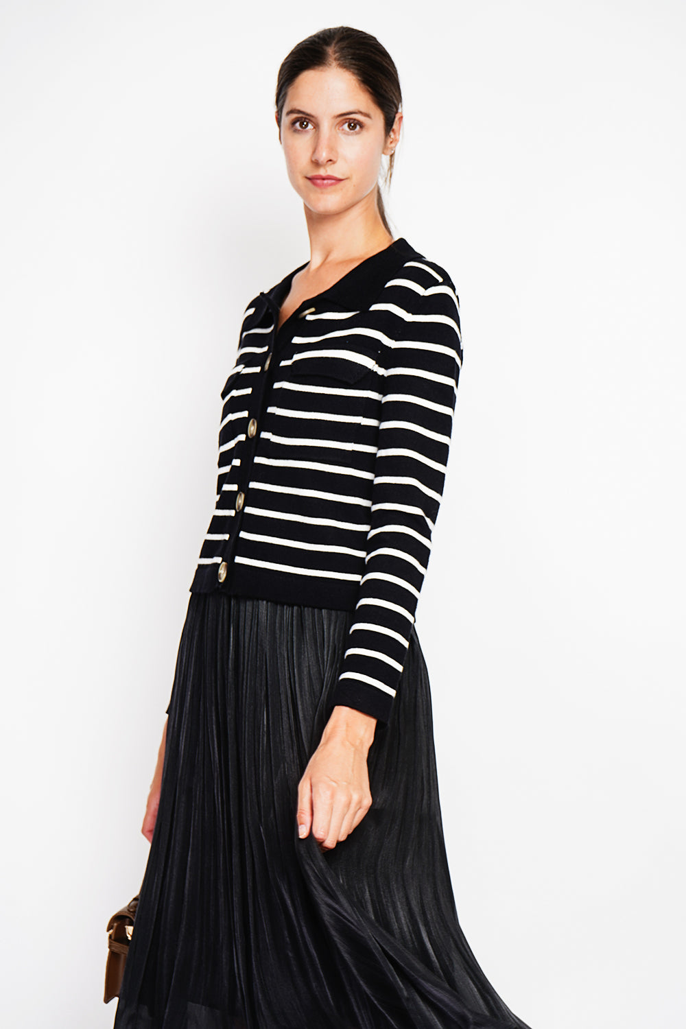 Long-sleeved sailor vest with flap pockets – Black – Assuili