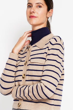 Long-sleeved sailor vest with flap pockets