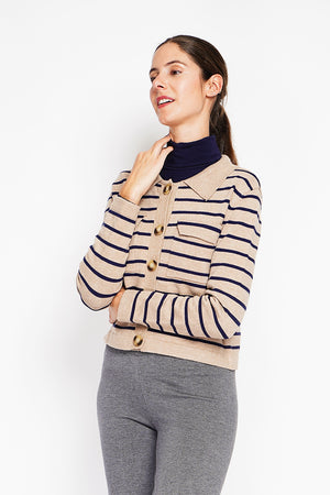 Long-sleeved sailor vest with flap pockets