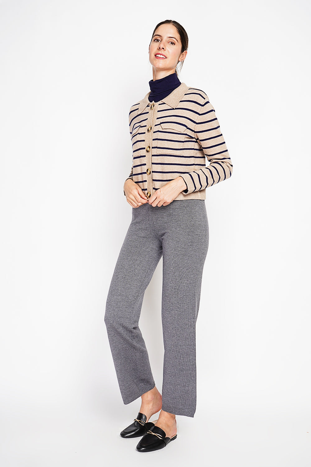 Long-sleeved sailor vest with flap pockets