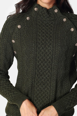 Sweater High neck buttoning on 2 ribs with long sleeves