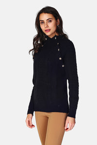 Sweater High neck buttoning on 2 ribs with long sleeves