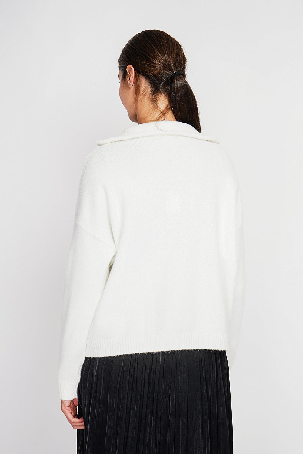 Oversized Cable Zip Trucker Sweater with Long Sleeves