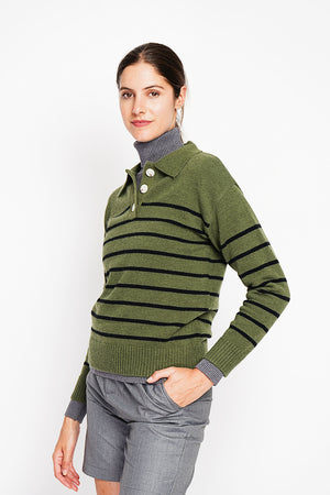 Oversized sailor polo neck sweater with long sleeves