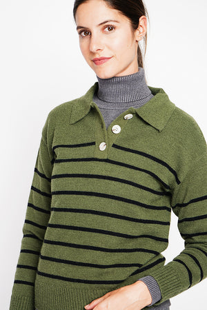 Oversized sailor polo neck sweater with long sleeves