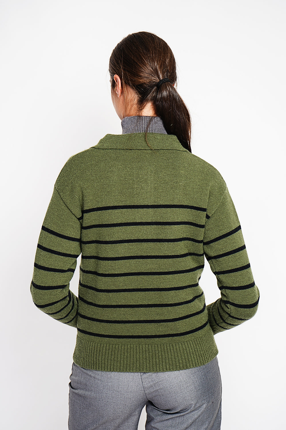 Oversized sailor polo neck sweater with long sleeves