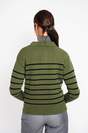 Oversized sailor polo neck sweater with long sleeves