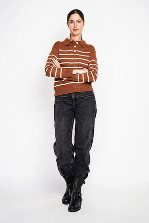 Oversized sailor polo neck sweater with long sleeves