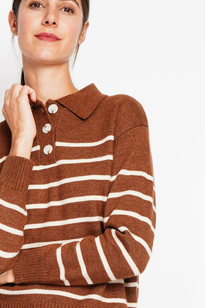 Oversized sailor polo neck sweater with long sleeves