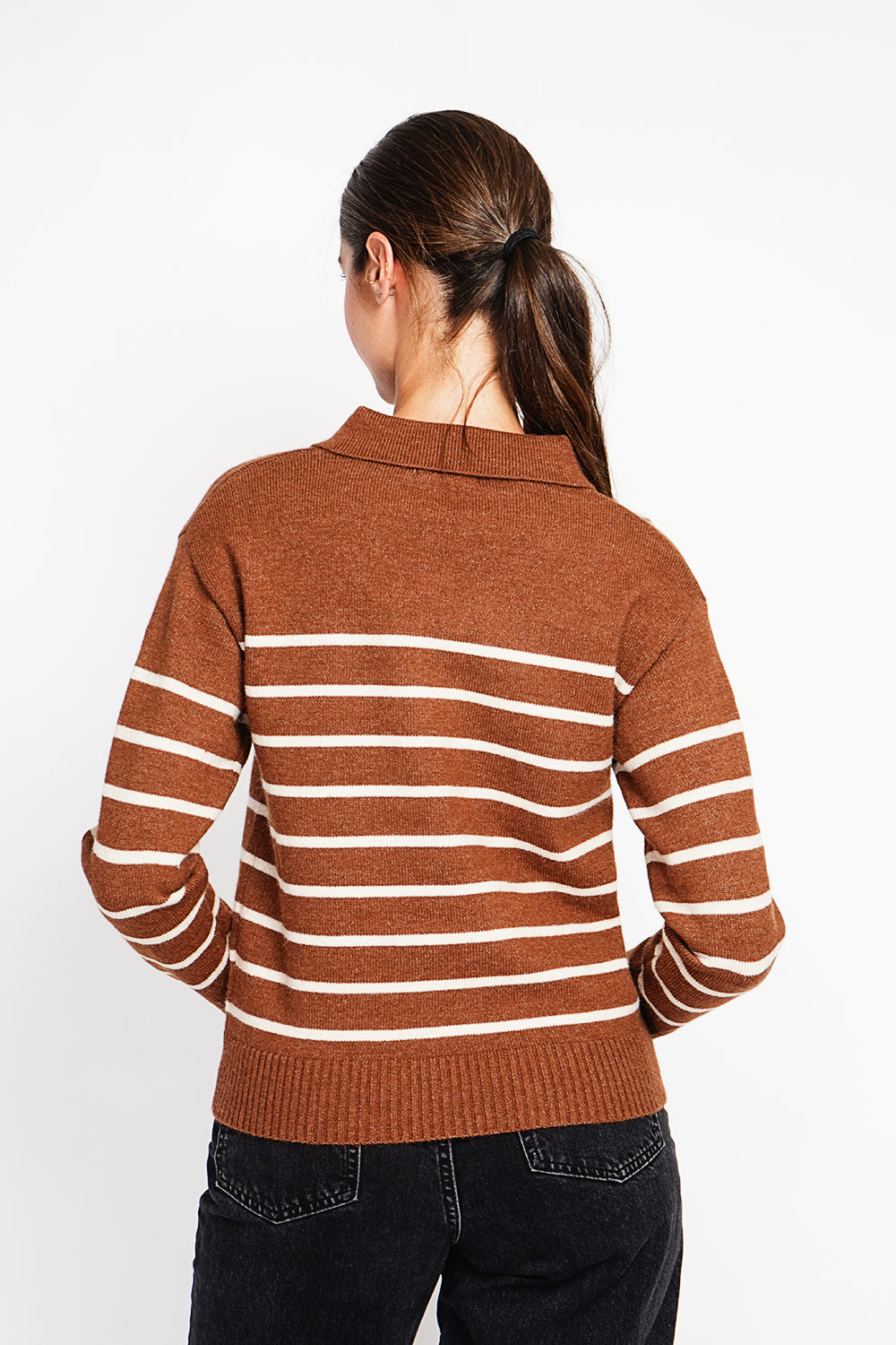 Oversized sailor polo neck sweater with long sleeves