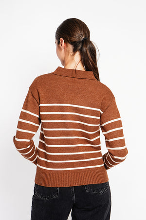 Oversized sailor polo neck sweater with long sleeves