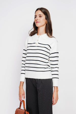 Oversized sailor polo neck sweater with long sleeves