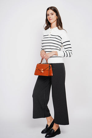 Oversized sailor polo neck sweater with long sleeves