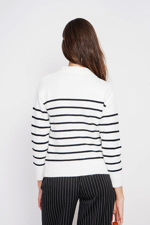 Oversized sailor polo neck sweater with long sleeves