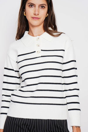 Oversized sailor polo neck sweater with long sleeves