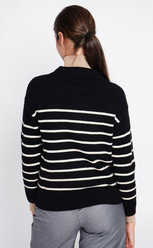 Oversized sailor polo neck sweater with long sleeves
