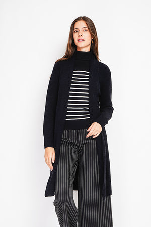 Long fancy knit vest with front pockets and long sleeves