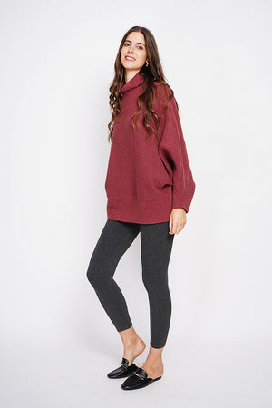 Long sleeve fancy knit turtleneck poncho sweater