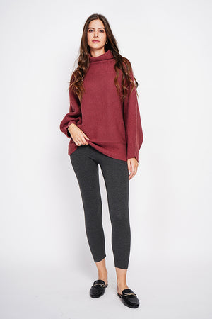 Long sleeve fancy knit turtleneck poncho sweater