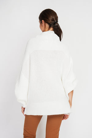 Long sleeve fancy knit turtleneck poncho sweater