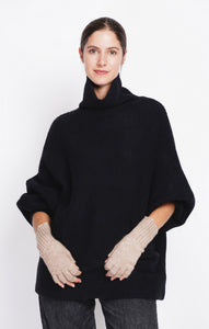 Long sleeve fancy knit turtleneck poncho sweater