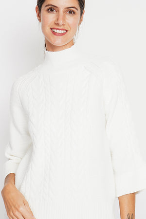 Turtleneck sweater with mid-length musketeer sleeves