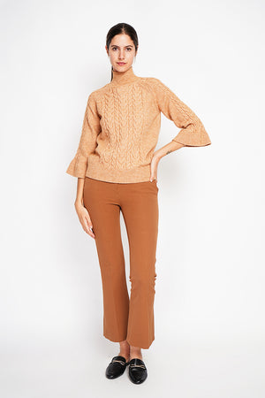 Turtleneck sweater with mid-length musketeer sleeves