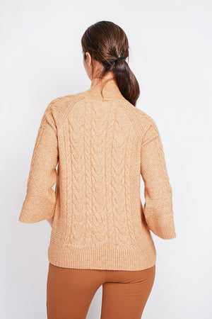 Turtleneck sweater with mid-length musketeer sleeves