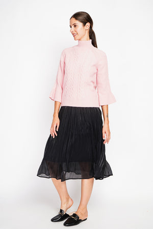 Turtleneck sweater with mid-length musketeer sleeves