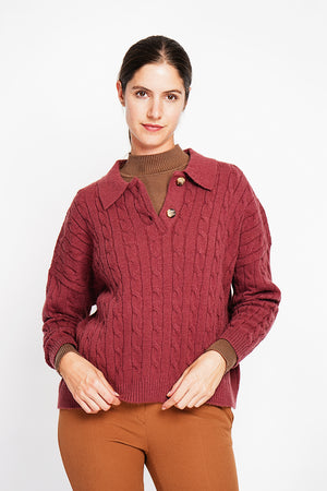 Twisted polo neck sweater Oversized fit with long sleeves