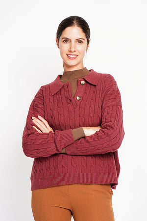 Twisted polo neck sweater Oversized fit with long sleeves