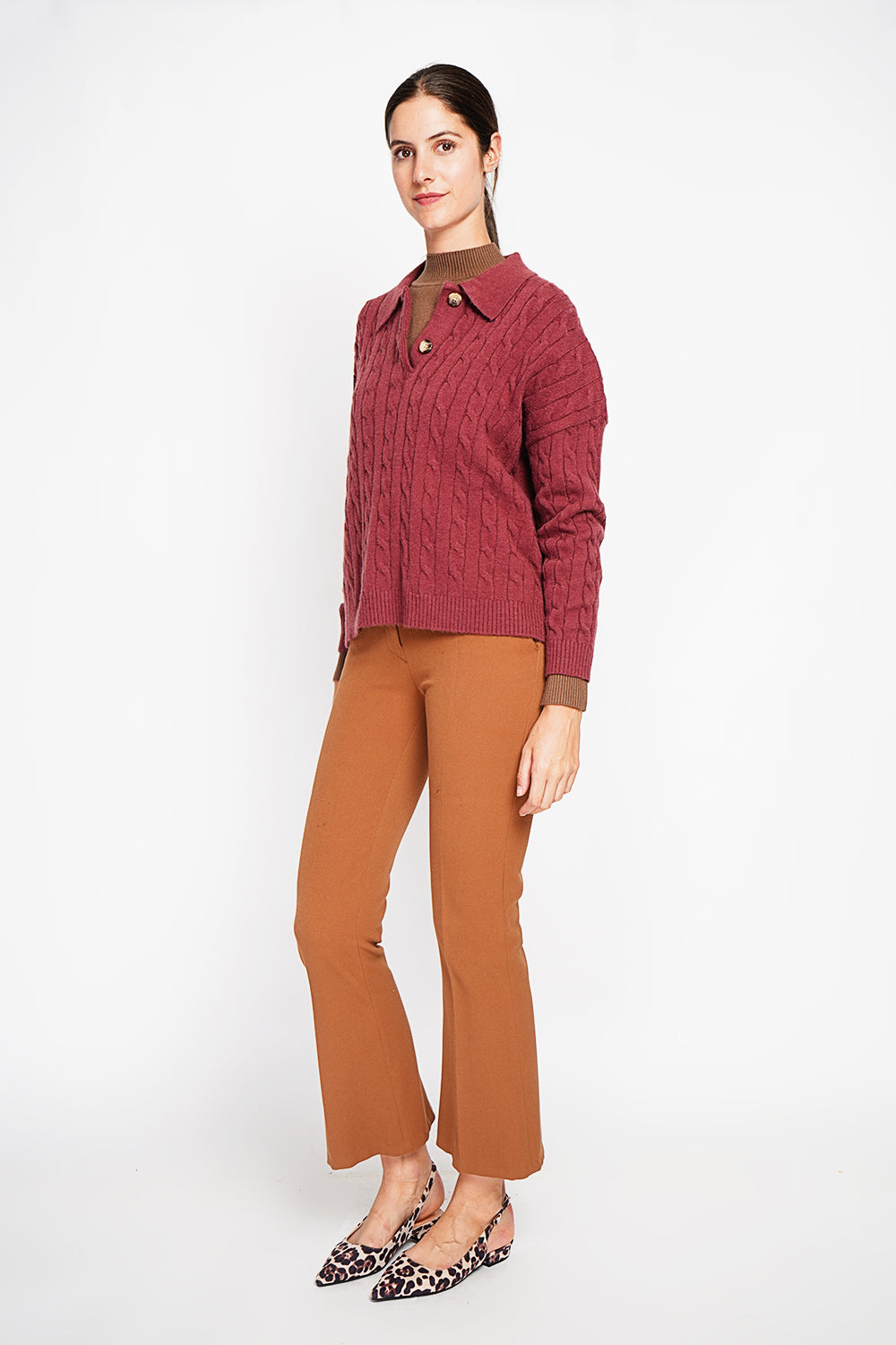 Twisted polo neck sweater Oversized fit with long sleeves