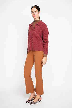 Twisted polo neck sweater Oversized fit with long sleeves