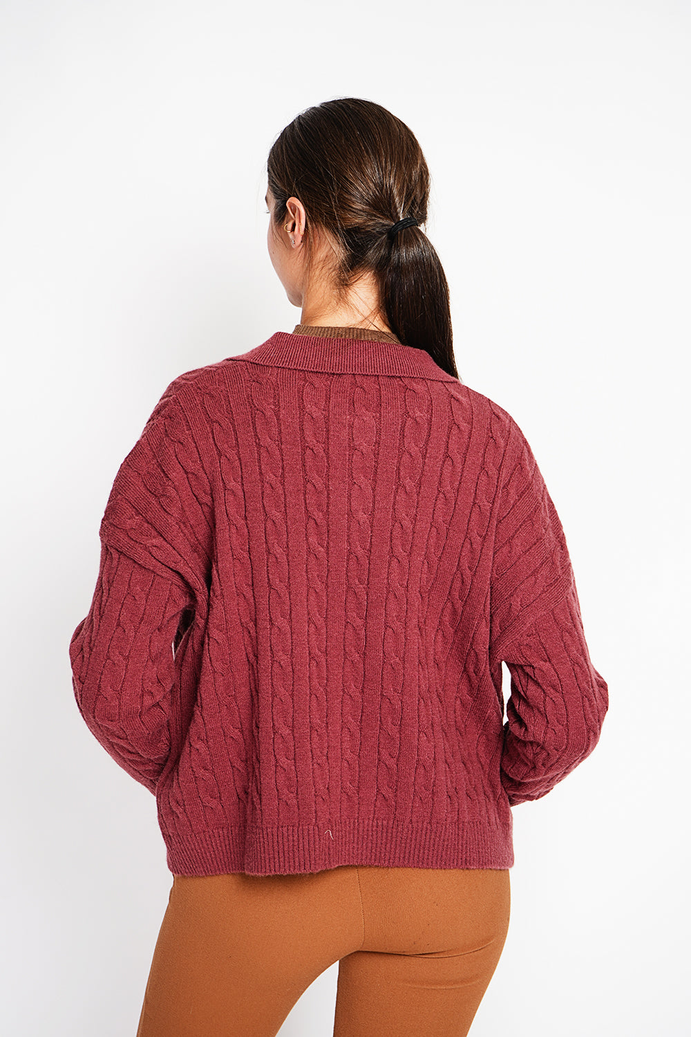 Twisted polo neck sweater Oversized fit with long sleeves