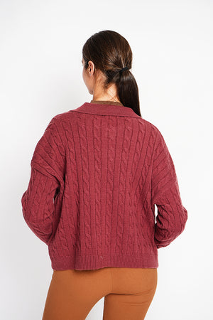 Twisted polo neck sweater Oversized fit with long sleeves