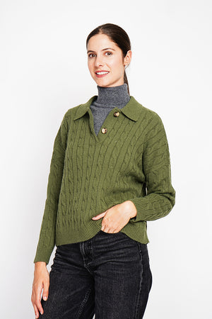 Twisted polo neck sweater Oversized fit with long sleeves