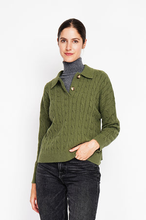 Twisted polo neck sweater Oversized fit with long sleeves