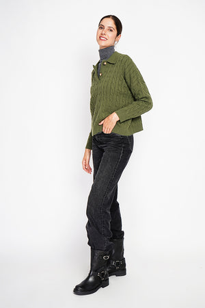 Twisted polo neck sweater Oversized fit with long sleeves