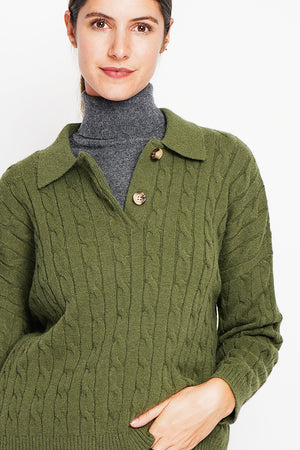 Twisted polo neck sweater Oversized fit with long sleeves