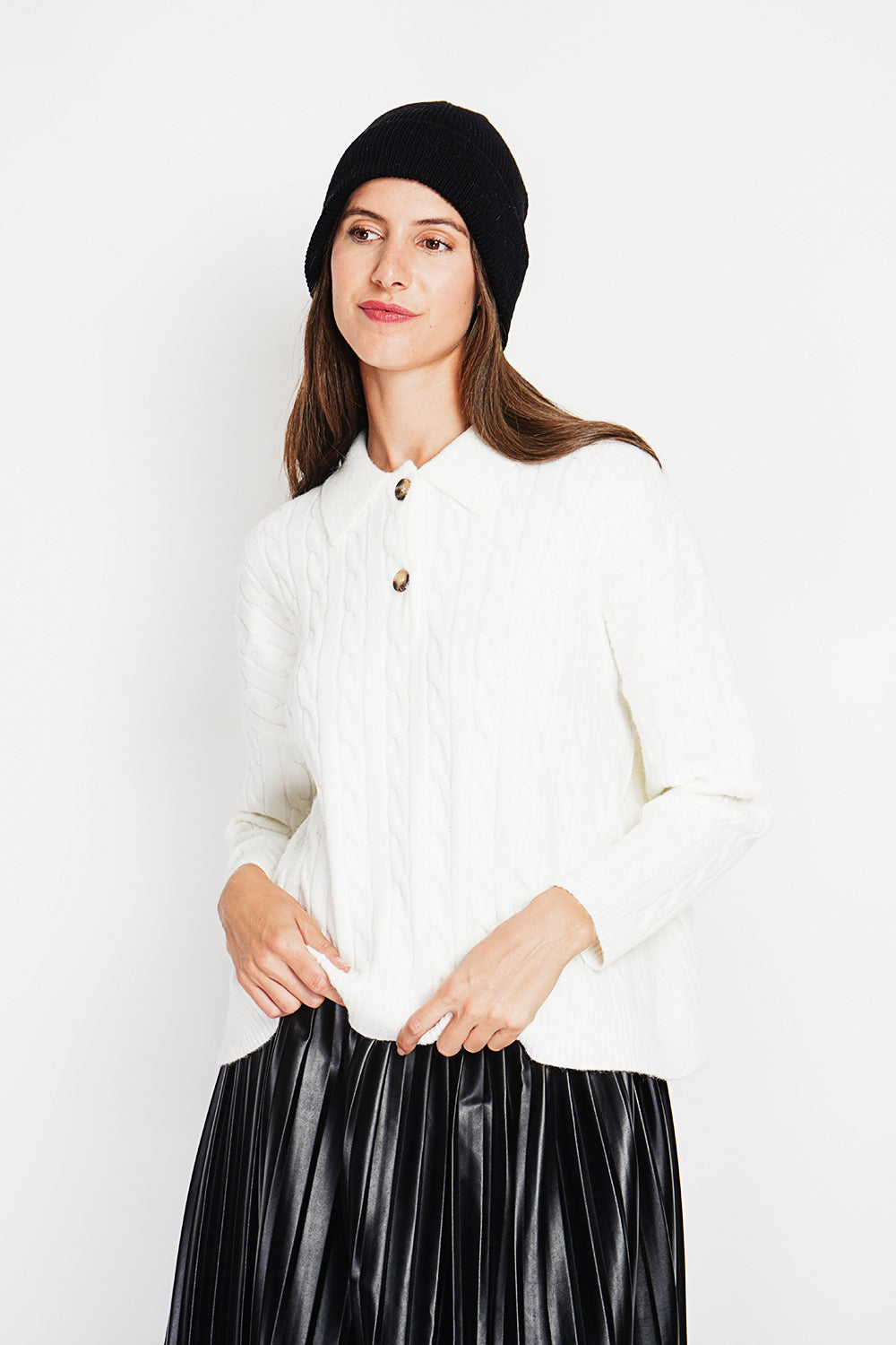 Twisted polo neck sweater Oversized fit with long sleeves