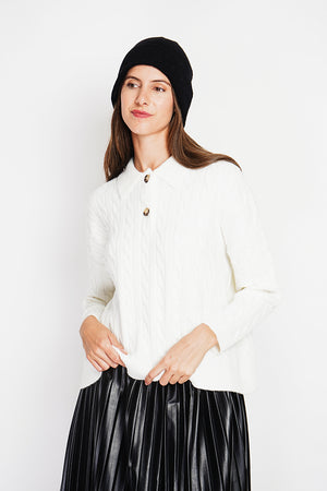 Twisted polo neck sweater Oversized fit with long sleeves