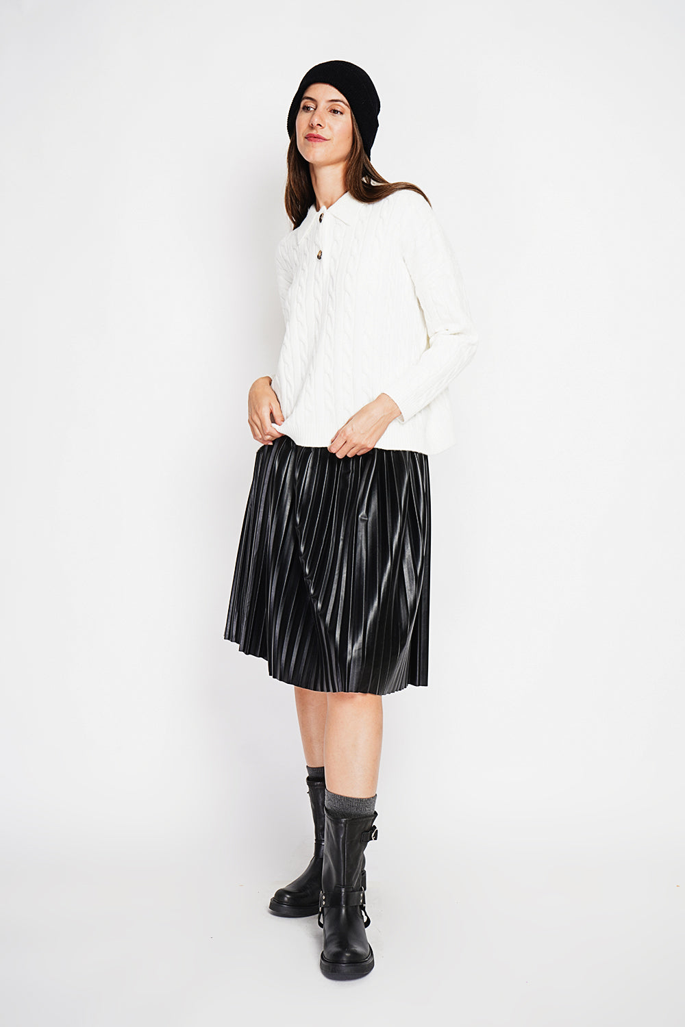 Twisted polo neck sweater Oversized fit with long sleeves